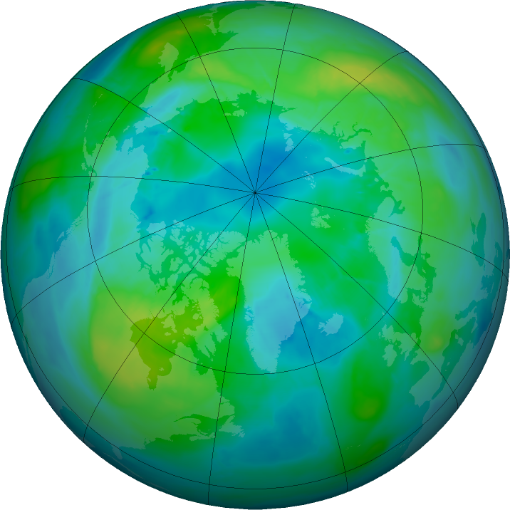 Arctic ozone map for 15 October 2015